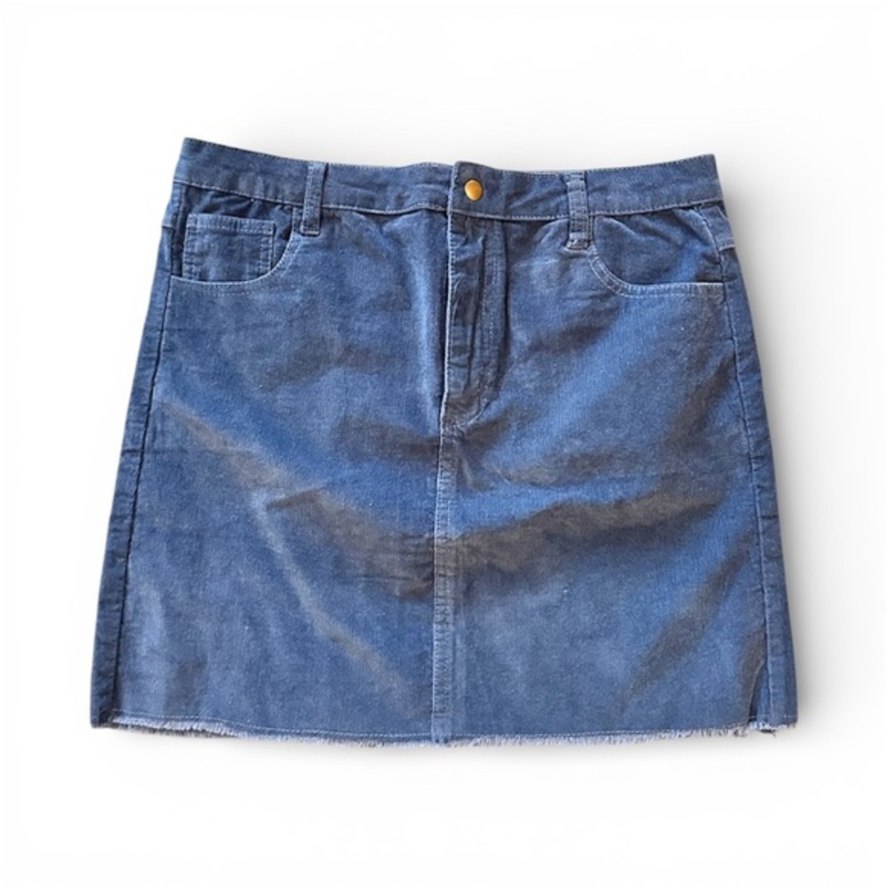 Nwt Large Newbury Kustoms boutique corduroy blue frayed hem skirt boho preppy